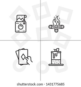 Party and event activity outline lineal icon set transparent background.