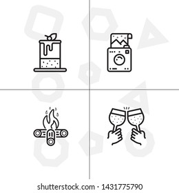 Party and event activity outline lineal icon set transparent background.