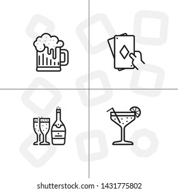 Party and event activity outline lineal icon set transparent background.