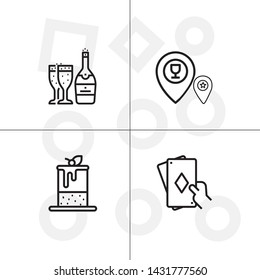 Party and event activity outline lineal icon set transparent background.