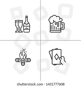 Party and event activity outline lineal icon set transparent background.