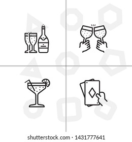 Party and event activity outline lineal icon set transparent background.