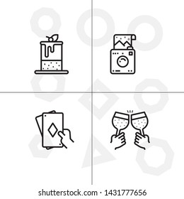 Party and event activity outline lineal icon set transparent background.