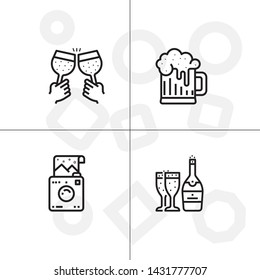 Party and event activity outline lineal icon set transparent background.