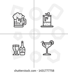 Party and event activity outline lineal icon set transparent background.