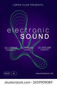 Party Event. Blue Sound Flyer. Edm Festival Element. Trance Cover. Dance Banner. Soundwave Disco Invitation. Green Music Design. Pink Party Event