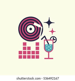 Party event icon.
Thin line and flat icon of event and special occasions organization, catering service agency, marketing agency. Flat design graphic event marketing concept, website elements.