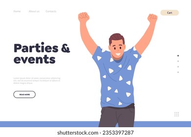 Party and event landing page template for online service providing leisure activity organization
