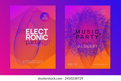 Evento de fiesta. Vector Trance. Volante Blue Sound. Invitación de audio para discoteca. Tecno Electro Graphic. Set de discoteca. Anuncio de baile verde. Evento de fiesta violeta