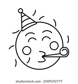 party face emoji vector design outline style