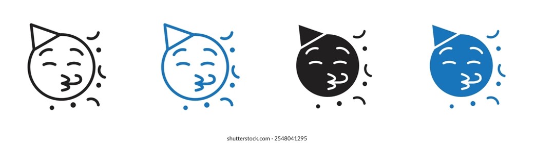 Party face icon Vector set outline