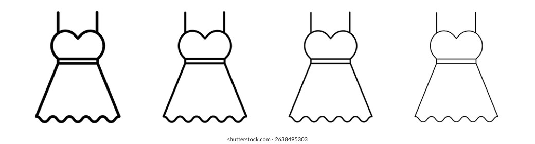 Party Fashion Dress icon Outline sign symbol set