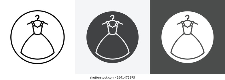 Party Fashion Dress icon set vector art
