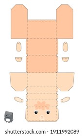 Party favor box alpaca design for for sweets, candies, small presents, bakery. Package template, great design for any purposes, birthdays, baby showers. Vector stock illustration.
