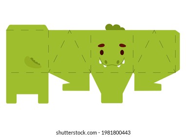 Party favor box crocodile design for sweets, candies, small presents, bakery. Package template, great design for any purposes, birthdays, baby showers, halloween, christmas. Vector stock illustration
