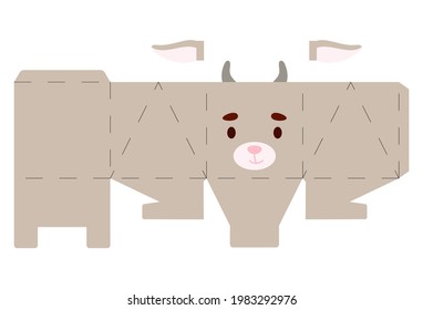 Party favor box goat design for sweets, candies, small presents, bakery. Package template, great design for any purposes, birthdays, baby showers, halloween, christmas. Vector stock illustration