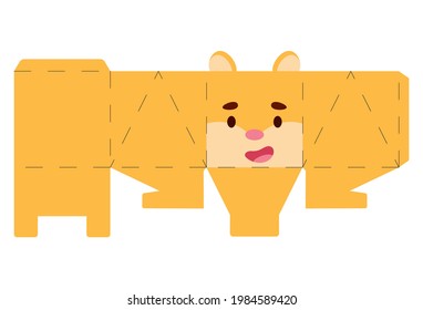 Party favor box hamster design for sweets, candies, small presents, bakery. Package template, great design for any purposes, birthdays, baby showers, halloween, christmas. Vector stock illustration