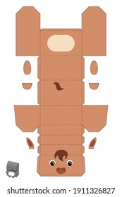 Party favor box horse design for for sweets, candies, small presents, bakery. Package template, great design for any purposes, birthdays, baby showers. Vector stock illustration.