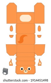 Party favor box squirrel design for for sweets, candies, small presents, bakery. Package template, great design for any purposes, birthdays, baby showers. Vector stock illustration.