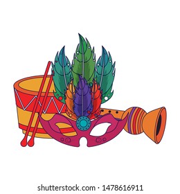 party festive celebration carnival happy entertainment, instruments with decoration cartoon vector illustration graphic design