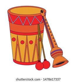 party festive celebration carnival happy entertainment, instruments with decoration cartoon vector illustration graphic design