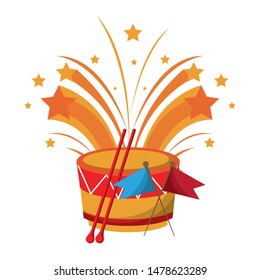party festive celebration carnival happy entertainment, drum instrument with decoration cartoon vector illustration graphic design