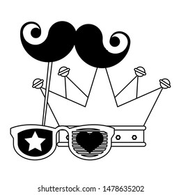 party festive celebration carnival happy entertainment, party mask moustache style with glasses cartoon vector illustration graphic design
