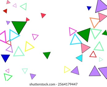 Party festive seamless background with geometric shapes, triangles, dots, sprinkles on a pink color. Dash pattern on yellow background.