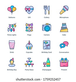 Party filled line Icons - stroke, vector