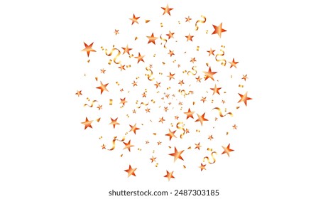 Party firecracker confetti vector with star and serpentine ribbon. Birthday surprise, carnival, congratulation, anniversary