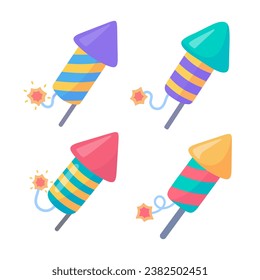 Party fireworks. Colorful fireworks for creating fun at parties. Vector Illustration.