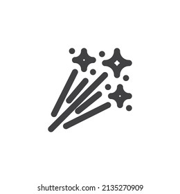 Icono de la línea de fuegos artificiales de la fiesta. signo de estilo lineal para concepto móvil y diseño web. Icono de vector de contorno de fuegos artificiales. Símbolo, ilustración del logotipo. Gráficos vectoriales