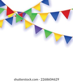 Party flag. Banner with garland of colour flags. Vector