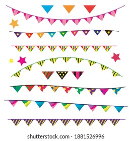 Party flag banner on white background