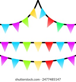 party flag, blue, yellow, purple, red, green flag