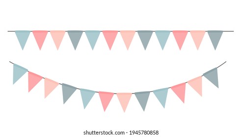 Party Flag Garland Isolated On White Background. Vector Illustration EPS10