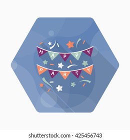 Party flag icon , Vector flat long shadow design.