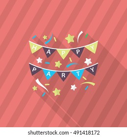 Party flag icon , Vector flat long shadow design.