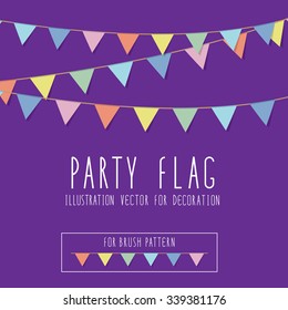 Party Flag Illustration Vector For  Decoration.
