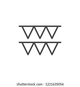 Party flag outline icon. linear style sign for mobile concept and web design. Bunting simple line vector icon. Symbol, logo illustration. Pixel perfect vector graphics