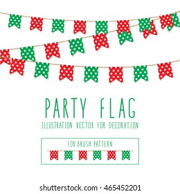 Party Flag polka dot red and green color Illustration Vector For Decoration.