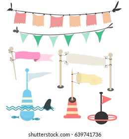 Party flag and Sea buoy Flat design. vector,Illustration