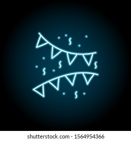 Party flags blue neon icon. Simple thin line, outline vector of amusement icons for ui and ux, website or mobile application