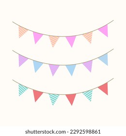 Party flags, Bunting flags, flag pennant chain for party, event, festive. Birthday celebration banners 