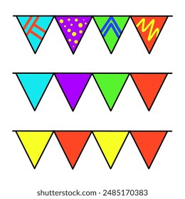 Party flags clipart vector, colorful party flags