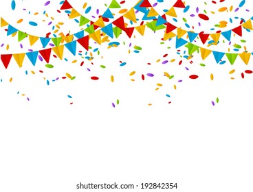 Party flags with color confetti