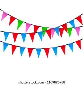 Party flags color vector. Happy and celebrate