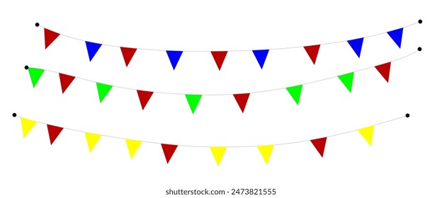 Party flags colors over white background illustration.