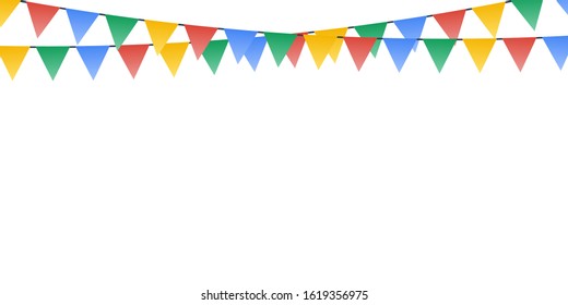 Party flags, decoration for the holiday. Flat design, vector illustration