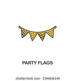 Party Flags icon. Creative 2 colors design fromParty Flags icon from party icon collection. Perfect for web design, apps, software, printing